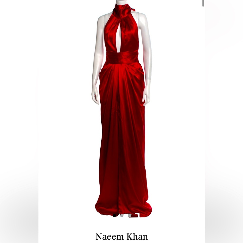 Naeem Khan crimson red gown for black tie event, gala, red carpet, prom